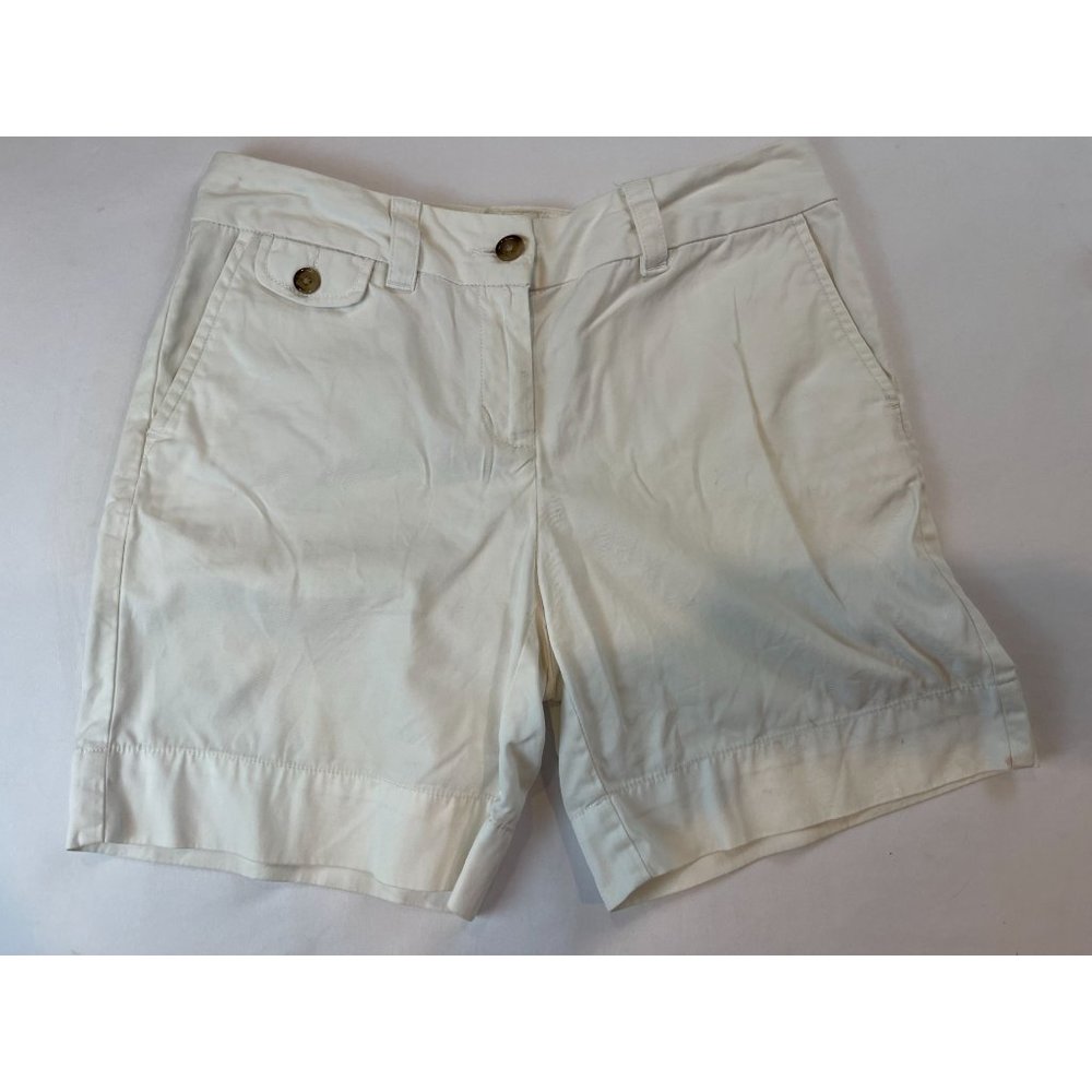 Lands End Mens Chino Shorts 385862GW Mid Rise 100% Cotton Outdoor White Size 4